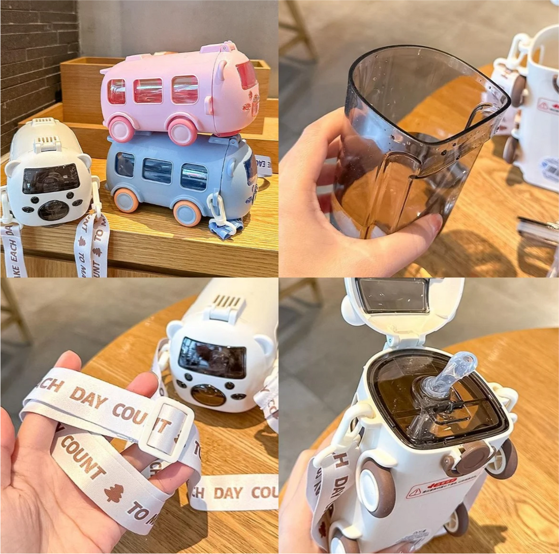 Portable Water Cup in Bus Shape with Strap